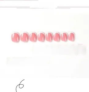 Detailed flat lay of 24 pieces short French tip press-on nails with white edges