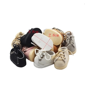 Assorted colorful 15-20cm cotton doll shoes with 4.8x2.8cm dimensions displayed