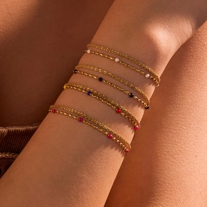 Double Layer Bracelet 18K Gold Plated Stainless Steel Colored Beads Ins Style Trendy Fashion Jewelry For Women
