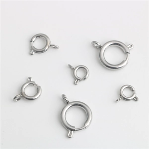 Multiple sizes of polished stainless steel spring ring clasps for DIY jewelry making