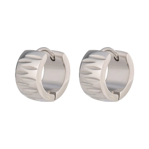 Minimalistische strukturierte geometrische Huggie-Ohrringe aus glänzendem Edelstahl