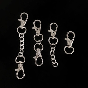 Silver alloy swivel lobster clasp keychain with chain DIY craft accessory set on black background