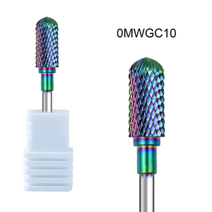 Rainbow plated carbide nail drill bit 0MWGC10 with cross-cut texture and white base