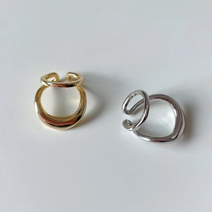 Minimalist S925 sterling silver irregular double-layer ear cuffs in gold and silver