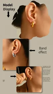 Detailed view of 18K gold plated thick hoops featuring micro-set star patterns