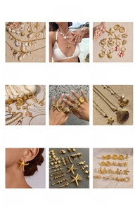 Collection de bijoux marins en acier inoxydable avec étoiles de mer et coquillages