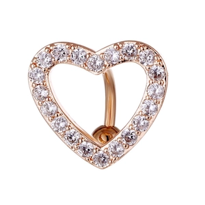Roségoldener Bauchnabelpiercing Herz mit Zirkonia-Steinen und hohlem Design