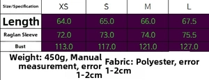 Size chart for women's short trench coat showing length, raglan sleeve, and chest in centimeters