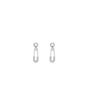 Élégantes boucles d'oreilles épingle de sûreté en argent 925 avec zircons blancs brillants