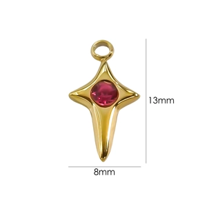Zierlicher goldener Sternanhänger mit rotem Edelstein für DIY-Schmuck, 13x8mm groß