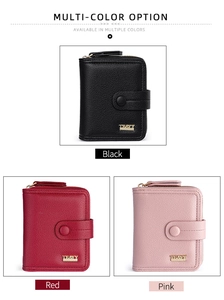 Portafogli corti in pelle testurizzata in nero, rosso e rosa con chiusura zip