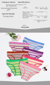 Tabella taglie dettagliata S, M, L e dettagli tessuto per slip in cotone a costine a righe