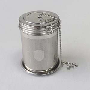 304 stainless steel tea infuser with fine mesh, lid and chain for loose tea steeping