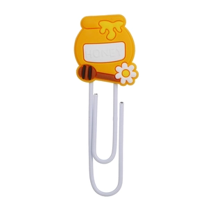 Cute cartoon honey pot PVC paperclip bookmark with 3D sunflower and honey wand detail