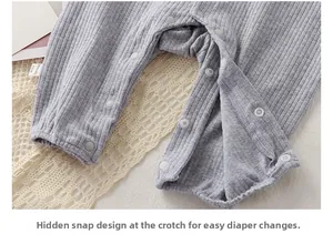 Close-up of snap fasteners on baby bodysuit crotch for easy diaper changes