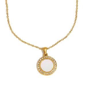 18K gold plated stainless steel necklace with sparkling crystal shell pendant