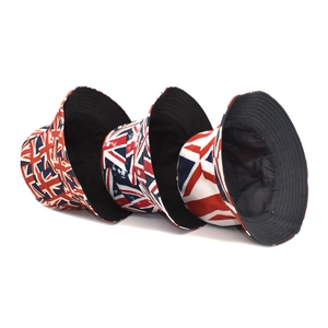 Reversible bucket hat featuring a full Union Jack print and solid black inner lining