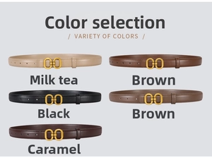 Detailed shot of leather belts in milk tea, brown, black, coffee, and caramel colors