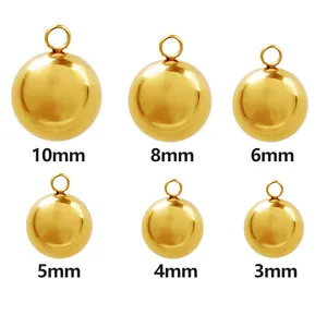 Tableau des tailles détaillé pour les pendentifs sphères de 3 mm à 10 mm en acier inoxydable