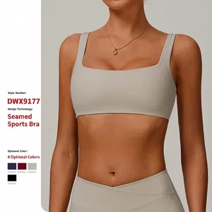 Damen Quadratischer Ausschnitt Sport BH Schnelltrocknend Polyamid Elastan Gepolstert Yoga Fitness Laufen Workout Top