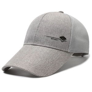 Atmungsaktive graue Mesh-Baseballkappe für Herren mit SPORT-Logo für Outdoor-Aktivitäten