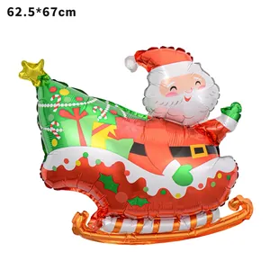 Detail of Santa Claus in a colorful sleigh aluminum foil balloon, size 62.5x67cm