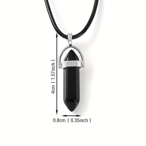 Pendentif pilier hexagonal en cristal noir naturel avec dimensions de 4 cm