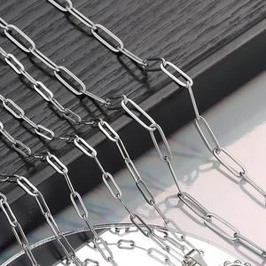 Sleek silver stainless steel paperclip chain necklace with high-polished link details