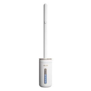 Wall-mounted disposable toilet brush set with blue window and elegant gold accents