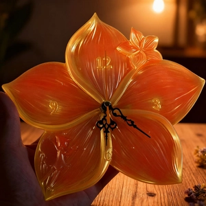 Translucent flower resin wall clock mold with fairy relief and roman numeral markers
