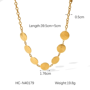 Detailed size chart for 18k gold plated spiral pendant necklace with dimensions and weight