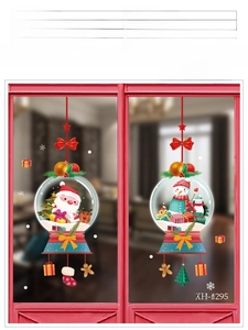 Detailed PVC material view of waterproof Santa and snowman self-adhesive glass window stickers