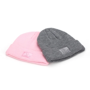 Berretti in maglia a coste rosa e grigio scuro con logo D ricamato sul risvolto
