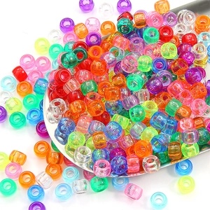 Colorful transparent acrylic pony beads with large holes for DIY jewelry making and crafts