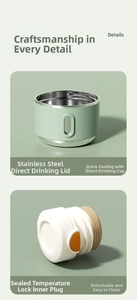 Detail of light green stainless steel direct drinking lid with seal lock interior