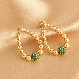 Orecchini A Goccia D'acqua Con Perline Rame Placcato Oro Zirconia Cubica Verde Forma Di Pera Gioielli Di Moda Per Donna
