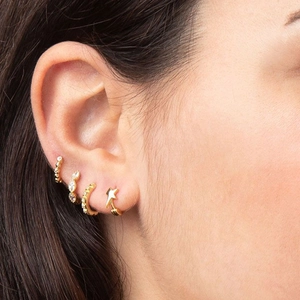 S925 silver needle gold geometric hoop earrings set with marquise stones and stars