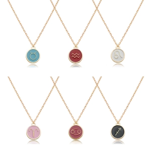 DIY zodiac necklace set with 12 constellation charms in colorful enamel and gold finish