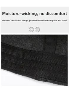 Detail of the widened sweatband on the vintage baseball cap showing breathable stitching