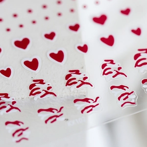 Red Heart Nail Art Stickers 3D Relief Self-Adhesive Thin Transparent Decals For DIY Manicure Professional Salon Decor
