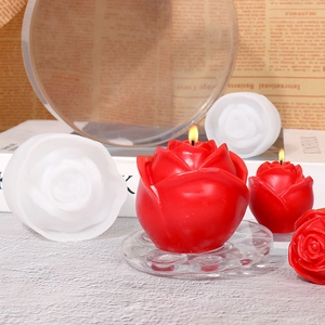 Rosen-Silikonform für DIY-Kerzen und Eiswürfel mit fertigen Blumen-Beispielen