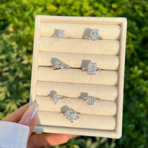S925 sterling silver rings set with pear, oval and square cubic zirconia stones