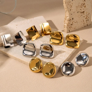 Minimalist Geometric Stud Earrings Stainless Steel High Polish Round Square Rectangle Modern Fashion Jewelry For Women