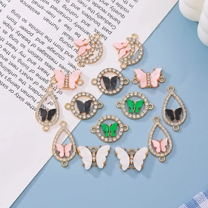 Colorful acrylic butterfly and moon pendants with rhinestones for DIY jewelry making