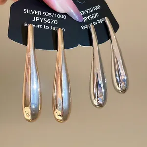 Teardrop Dangle Earrings With 925 Sterling Silver Earring Post Minimalist High Polish Mirror Metal Jewelry For Women