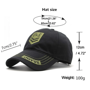 Cotton camouflage baseball cap with U.S. Army embroidery and adjustable strap