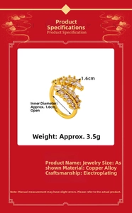 Detailed specs of wheat ear ring showing 1.6cm inner diameter and copper alloy material