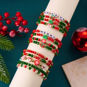 Braccialetti Di Perline Di Natale Con Cristallo E Lega Ciondoli Babbo Natale Gioielli Festivi Regalo Donne Ragazze