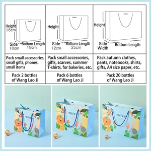 Colorful cartoon gift bags for kids birthdays in various sizes for favors and treats