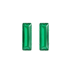 Elegant vintage square emerald green zircon stud earrings with silver needle setting